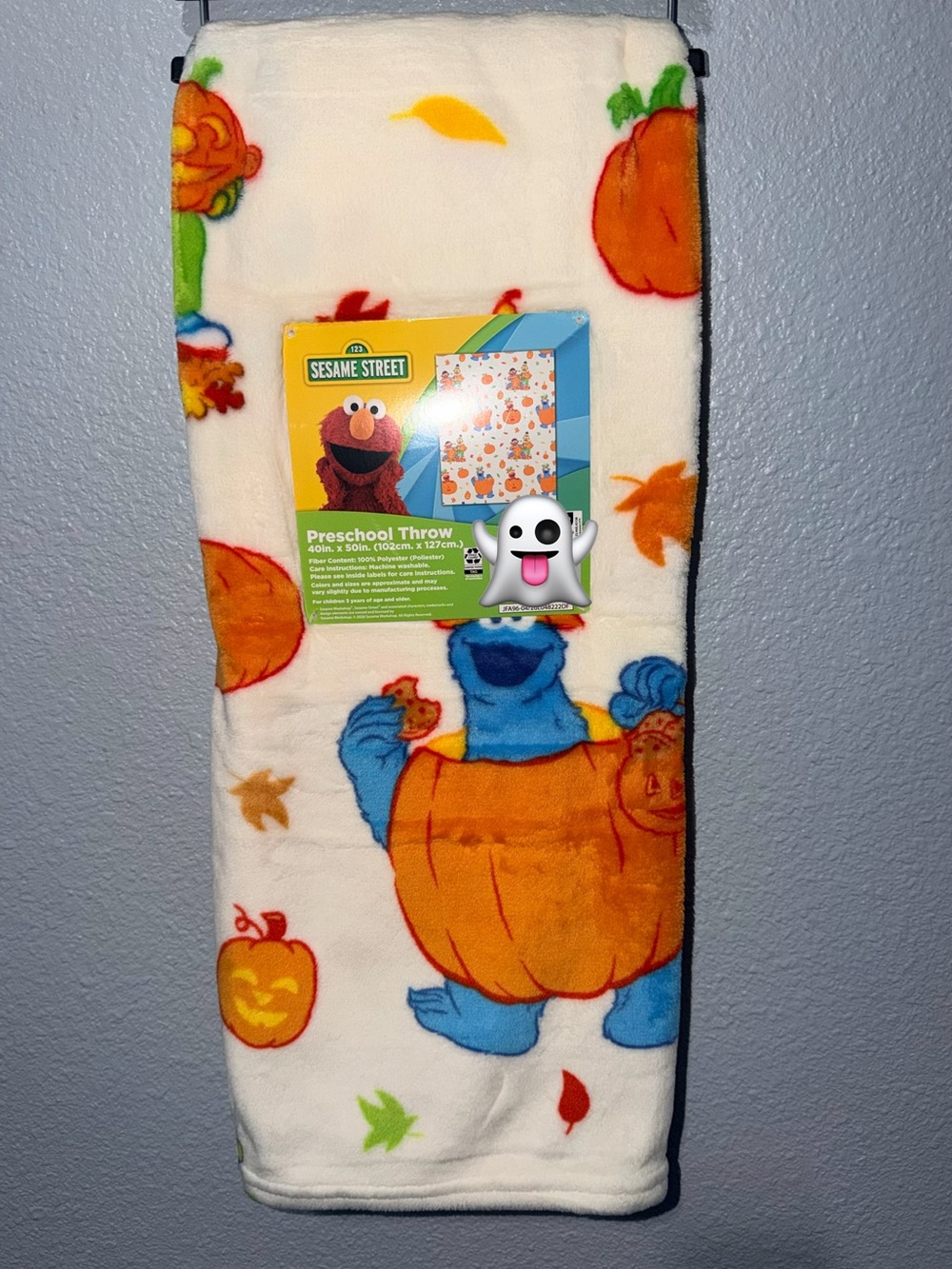 Sesame Street Cookie Monster Halloween Preschool Throw Blanket